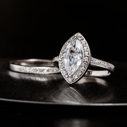 Marquise Halo Bridal Ring Set