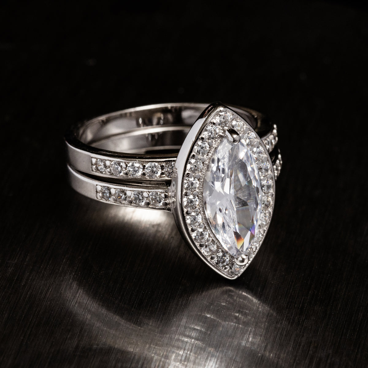 Marquise Halo Bridal Ring Set