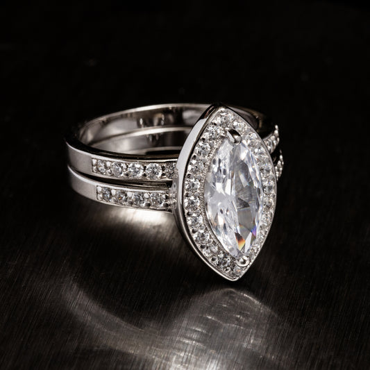 Marquise Halo Bridal Ring Set