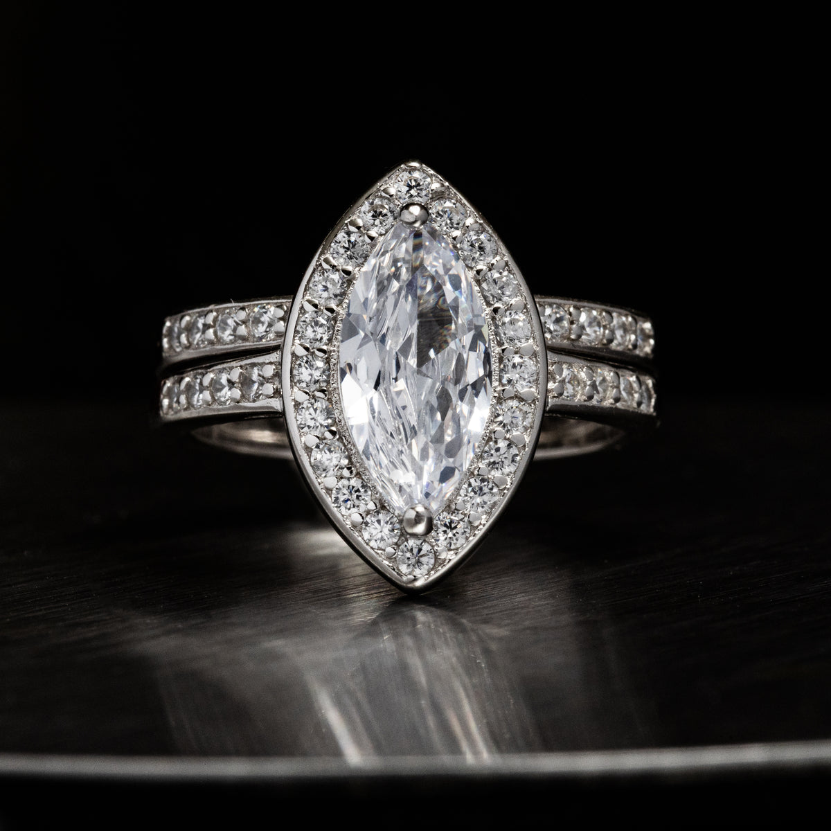 Marquise Halo Bridal Ring Set