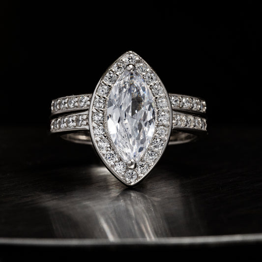 Marquise Halo Bridal Ring Set