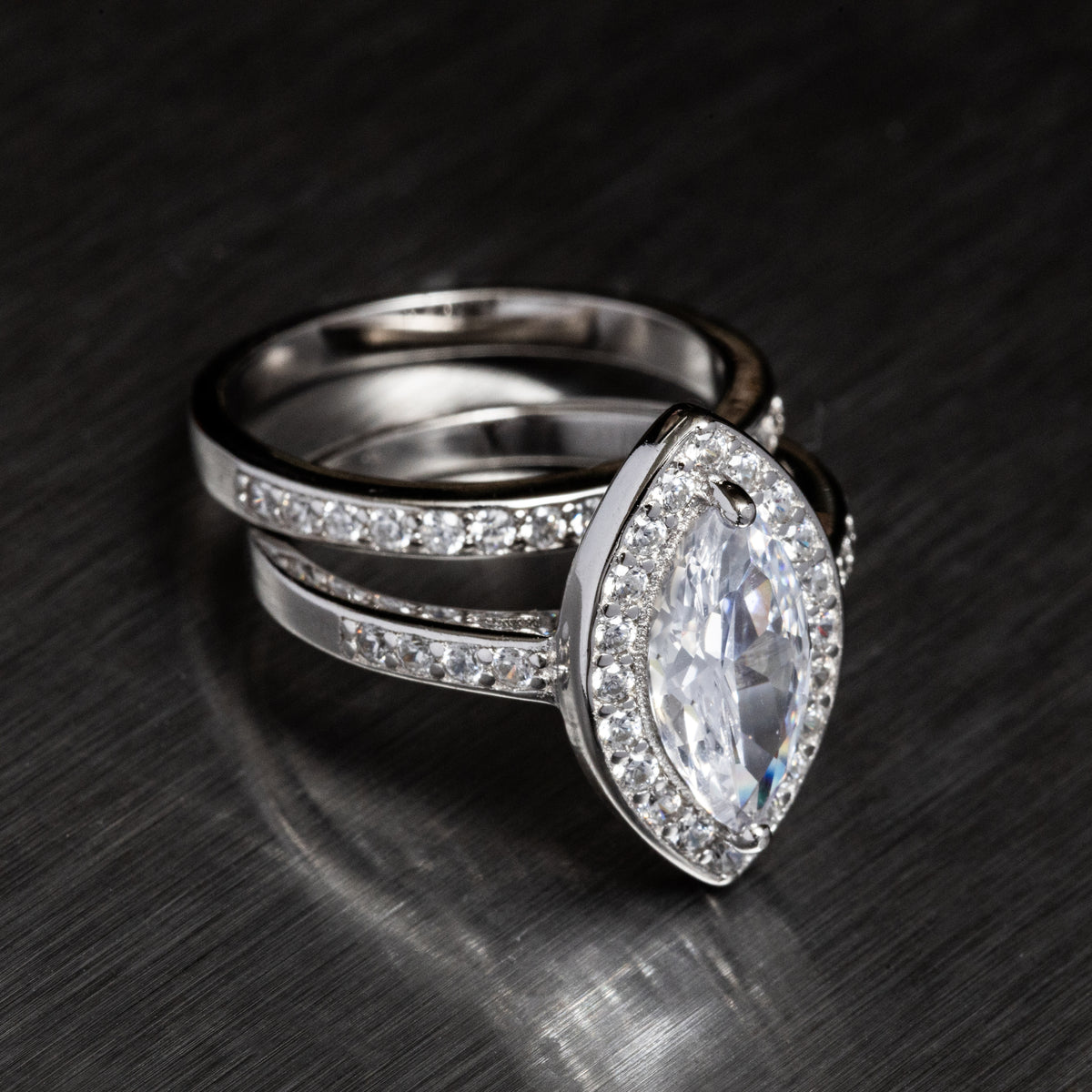 Marquise Halo Bridal Ring Set